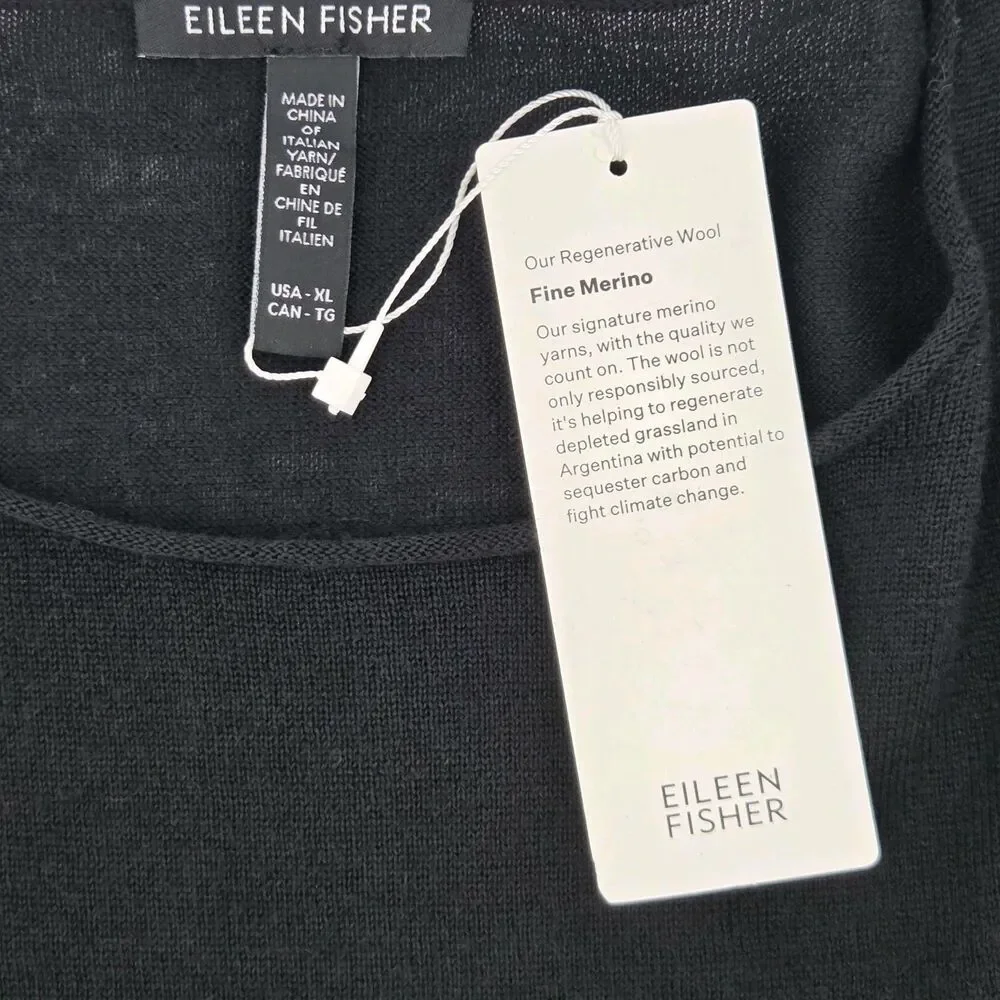 Eileen Fisher Merino Wool Sweater Box Top Womens Size XL Black Fall Winter Soft - Picture 4 of 7